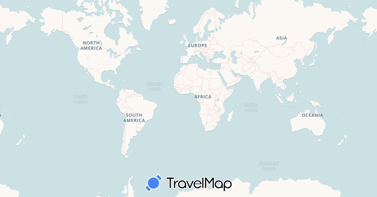 TravelMap itinerary: driving, plane in Costa Rica, Spain, France (Europe, North America)